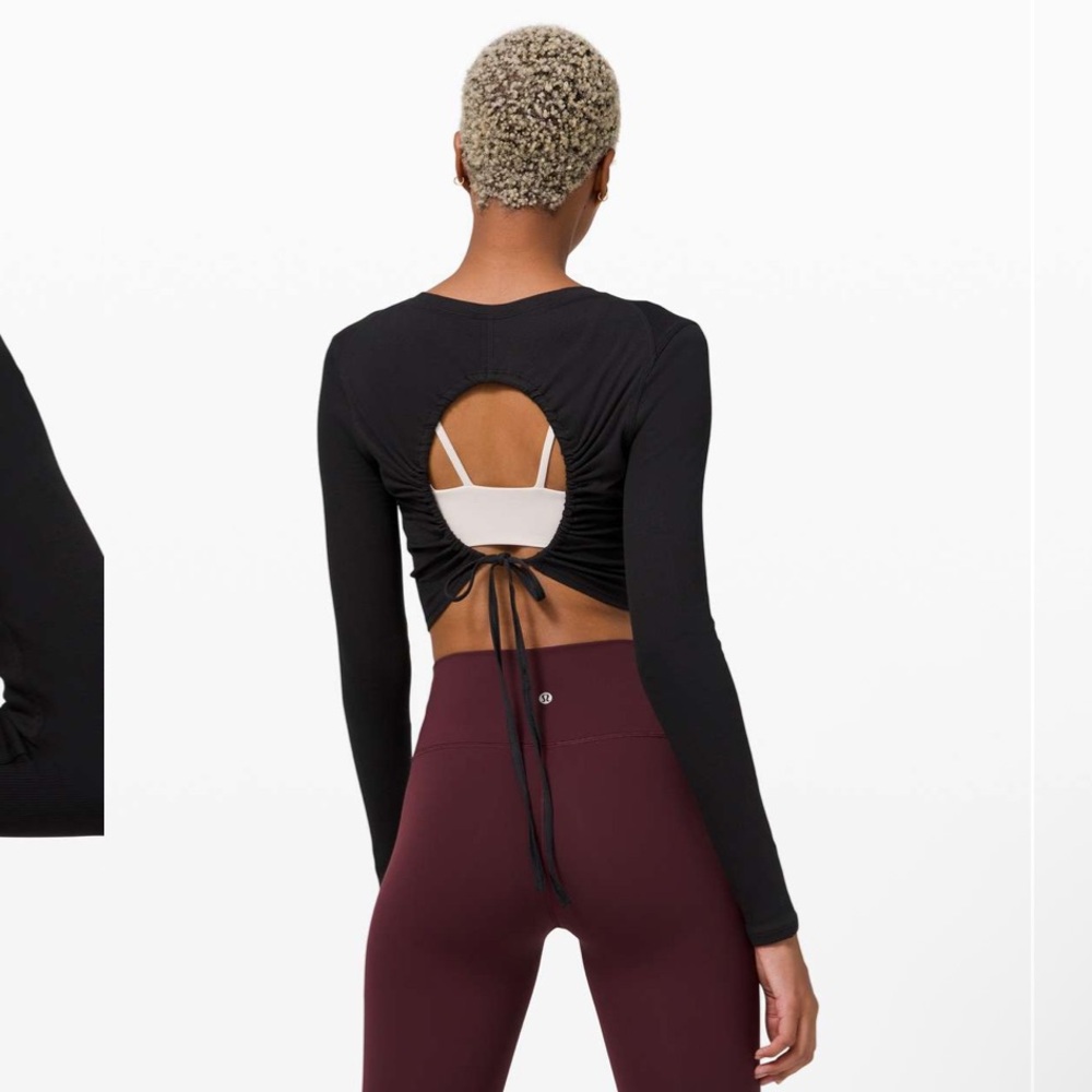 Lululemon Black LA Open Back Long Sleeve Crop Top
